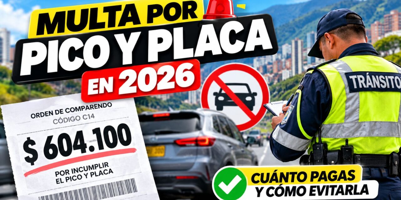 Multa por pico y placa en 2026: cuánto pagas y cómo evitarla
